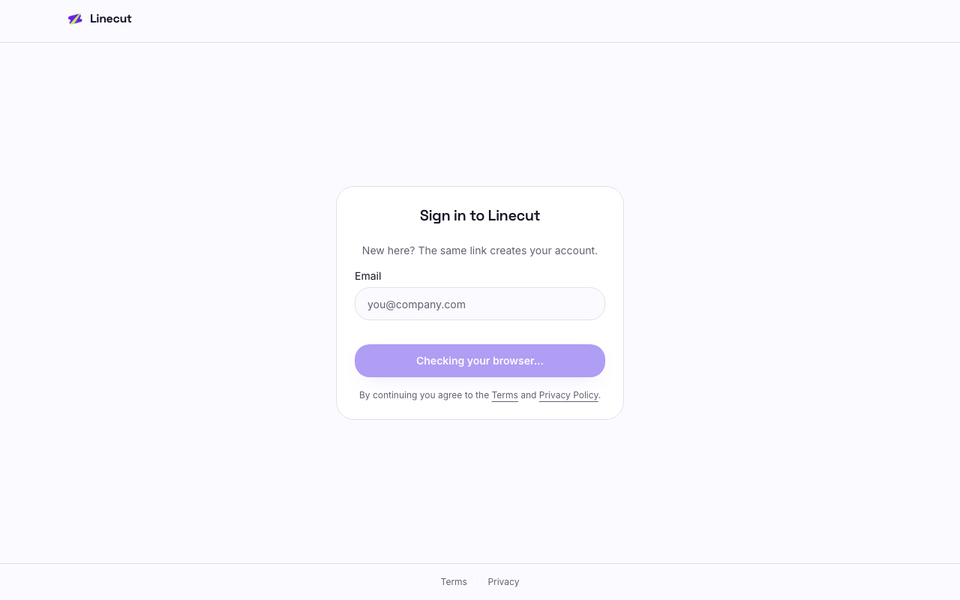 Sign in to Linecut to create a waitlist and open the dashboard